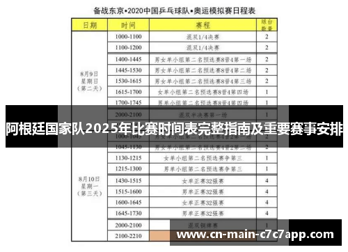 阿根廷国家队2025年比赛时间表完整指南及重要赛事安排 阿根廷国家队2025年比赛时间表完整指南及重要赛事安排